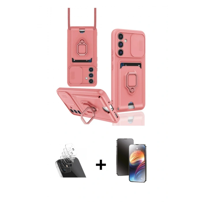 MARSİLYAN™- Galaxy A14 4G Kılıf Vadi Form Prime - Siyah 3D Antistatik Mat Seramik Nano Ekran Koruyucu + Kamera Lens Koruma Cam - SF