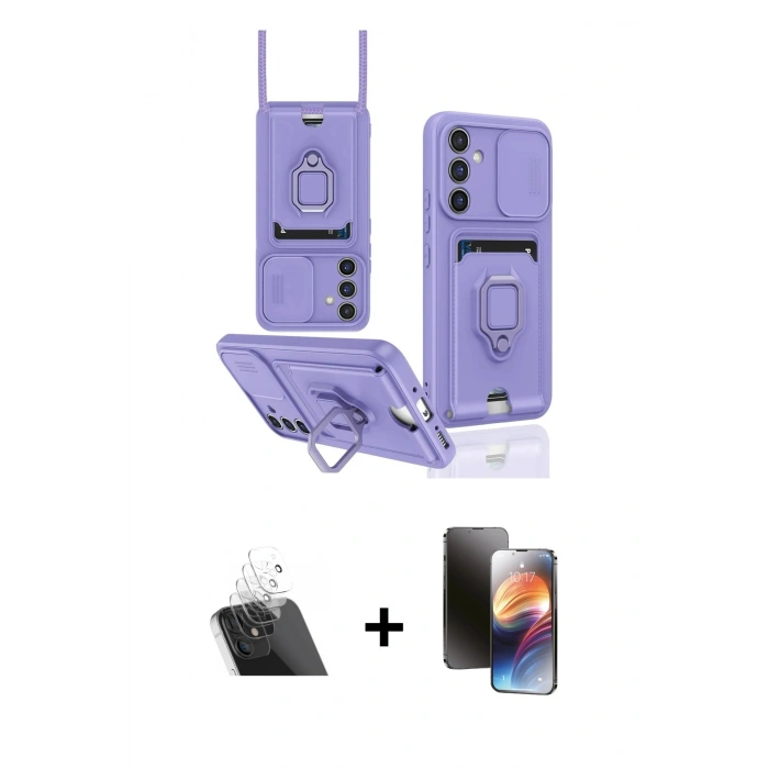 MARSİLYAN™- Galaxy A14 4G Kılıf Vadi Form Prime - Siyah 3D Antistatik Mat Seramik Nano Ekran Koruyucu + Kamera Lens Koruma Cam - SF