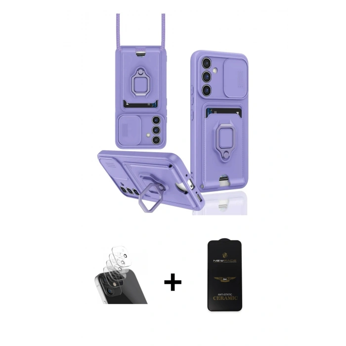 MARSİLYAN™- Galaxy A14 4G Kılıf Vadi Form Prime - Siyah 6D Antistatik Mat Seramik Hayalet Nano Ekran Koruyucu + Kamera Lens Koruma Cam - SF