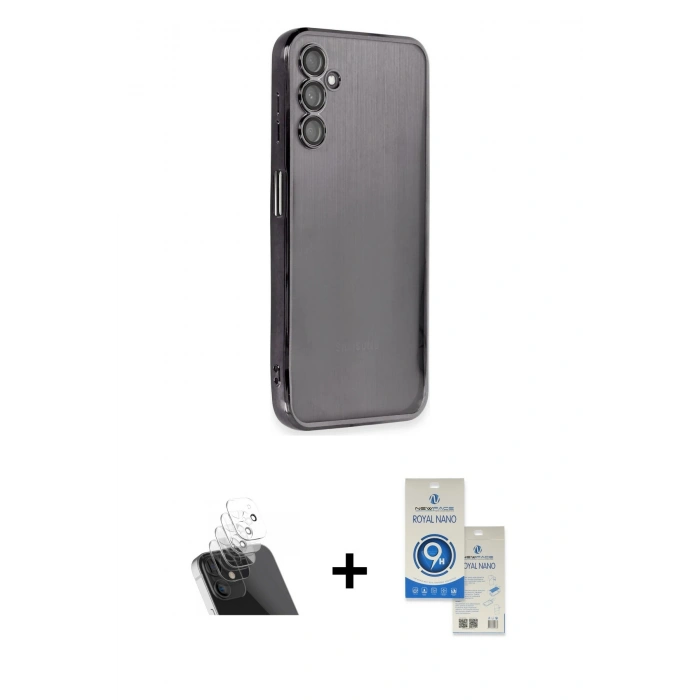 MARSİLYAN™- Galaxy A14 4G Kılıf Vadi Minimal - Şeffaf Royal Nano Ekran Koruyucu + Kamera Lens Koruma Cam - SF