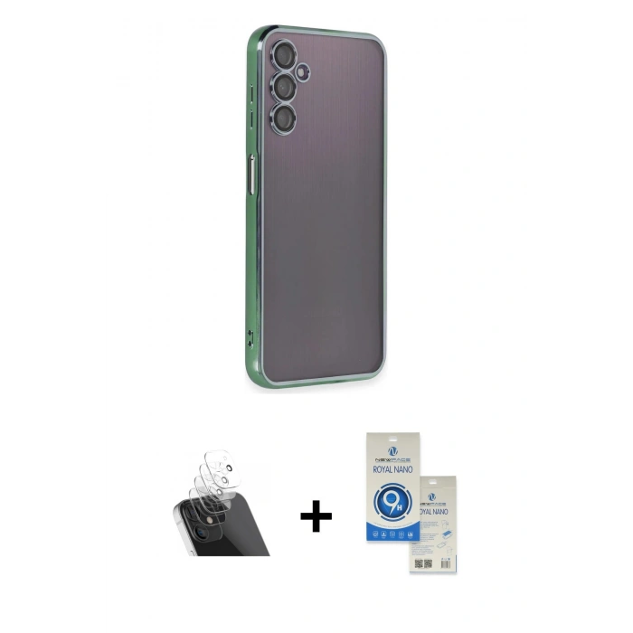MARSİLYAN™- Galaxy A14 4G Kılıf Vadi Minimal - Şeffaf Royal Nano Ekran Koruyucu + Kamera Lens Koruma Cam - SF