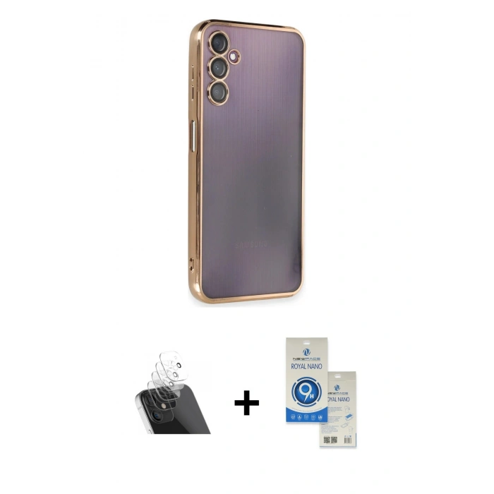 MARSİLYAN™- Galaxy A14 4G Kılıf Vadi Minimal - Şeffaf Royal Nano Ekran Koruyucu + Kamera Lens Koruma Cam - SF