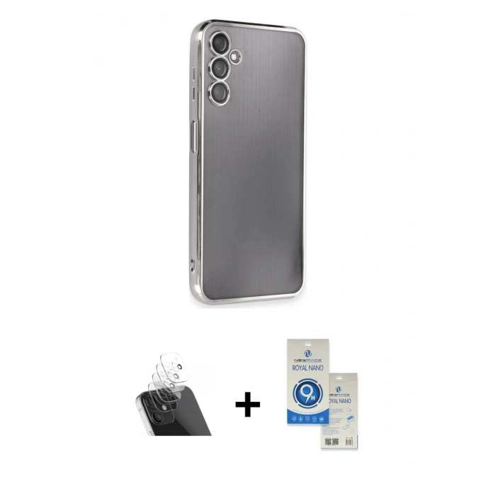 MARSİLYAN™- Galaxy A14 4G Kılıf Vadi Minimal - Şeffaf Royal Nano Ekran Koruyucu + Kamera Lens Koruma Cam - SF