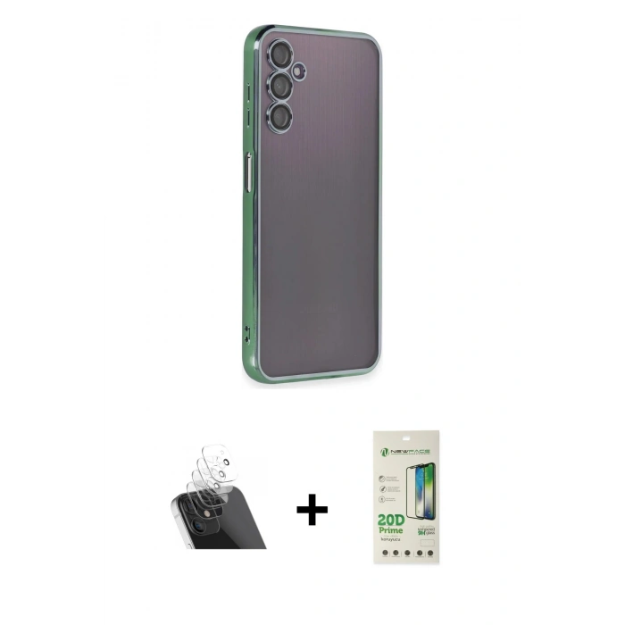 MARSİLYAN™- Galaxy A14 4G Kılıf Vadi Minimal - Siyah 20D Premium Cam Ekran Koruyucu + Kamera Lens Koruma Cam - SF