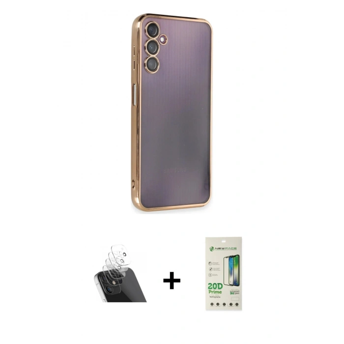 MARSİLYAN™- Galaxy A14 4G Kılıf Vadi Minimal - Siyah 20D Premium Cam Ekran Koruyucu + Kamera Lens Koruma Cam - SF