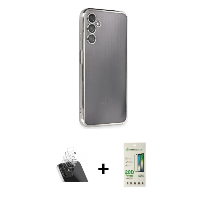MARSİLYAN™- Galaxy A14 4G Kılıf Vadi Minimal - Siyah 20D Premium Cam Ekran Koruyucu + Kamera Lens Koruma Cam - SF