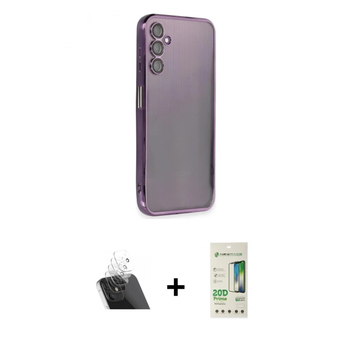 MARSİLYAN™- Galaxy A14 4G Kılıf Vadi Minimal - Siyah 20D Premium Cam Ekran Koruyucu + Kamera Lens Koruma Cam - SF