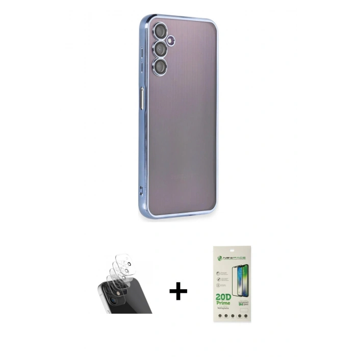 MARSİLYAN™- Galaxy A14 4G Kılıf Vadi Minimal - Siyah 20D Premium Cam Ekran Koruyucu + Kamera Lens Koruma Cam - SF