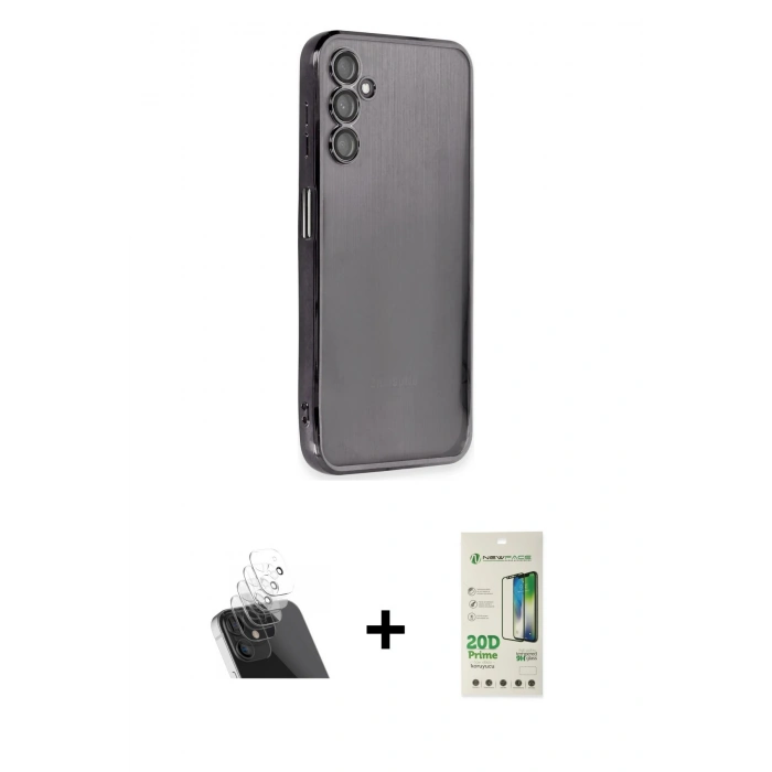 MARSİLYAN™- Galaxy A14 4G Kılıf Vadi Minimal - Siyah 20D Premium Cam Ekran Koruyucu + Kamera Lens Koruma Cam - SF