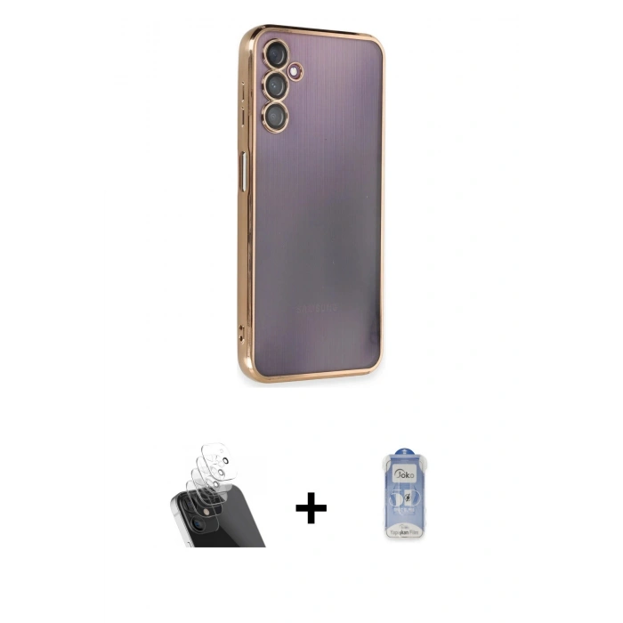 MARSİLYAN™- Galaxy A14 4G Kılıf Vadi Minimal - Siyah Joko Magic 5D Cam + Kamera Lens Koruma Cam - SF