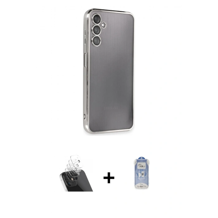 MARSİLYAN™- Galaxy A14 4G Kılıf Vadi Minimal - Siyah Joko Magic 5D Cam + Kamera Lens Koruma Cam - SF