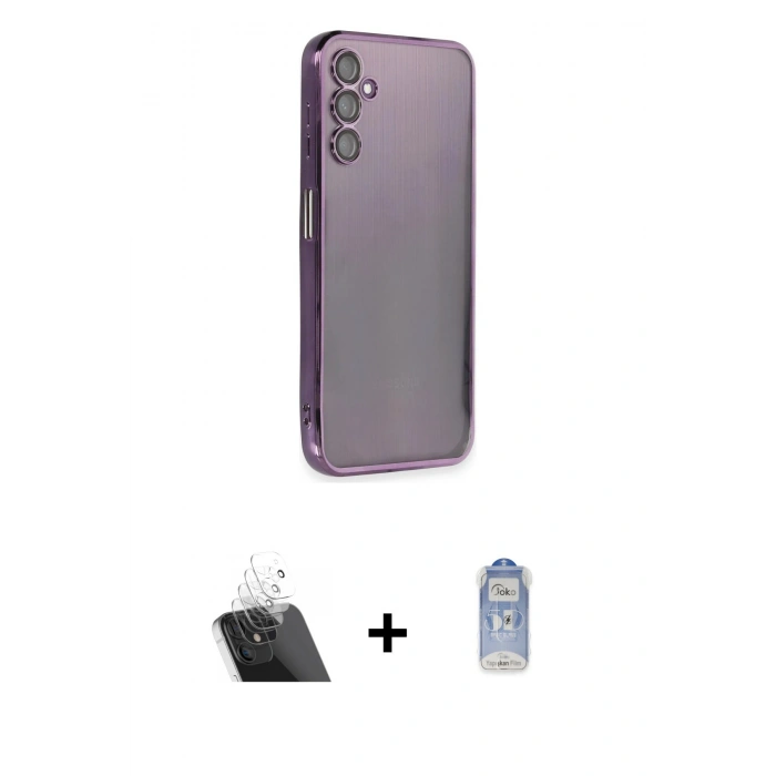 MARSİLYAN™- Galaxy A14 4G Kılıf Vadi Minimal - Siyah Joko Magic 5D Cam + Kamera Lens Koruma Cam - SF
