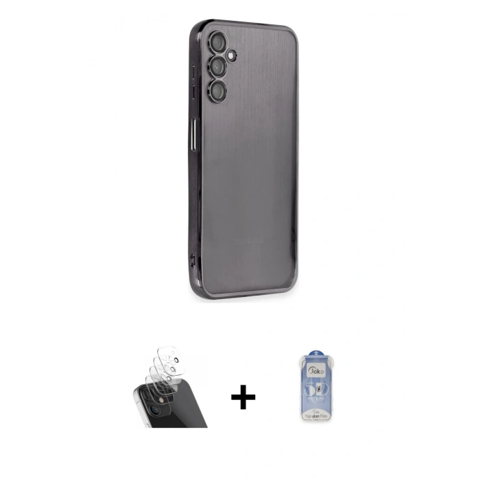 MARSİLYAN™- Galaxy A14 4G Kılıf Vadi Minimal - Siyah Joko Magic 5D Cam + Kamera Lens Koruma Cam - SF