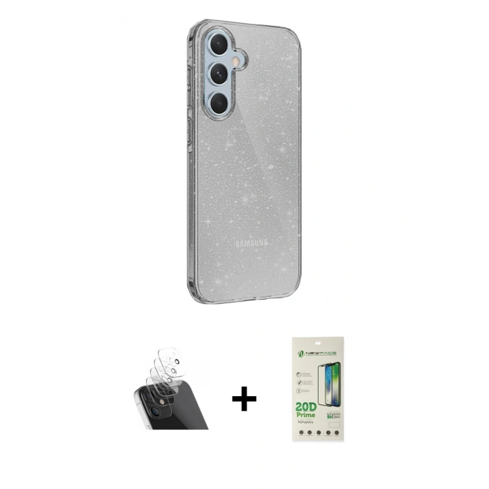 MARSİLYAN™- Galaxy A14 4G Kılıf Yankı Doku Prime - Siyah 20D Premium Cam Ekran Koruyucu + Kamera Lens Koruma Cam - SF
