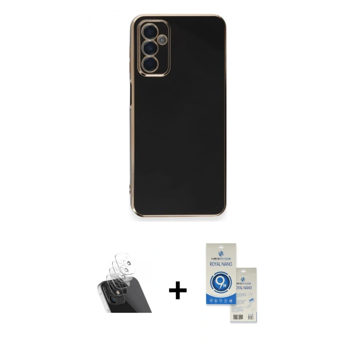 MARSİLYAN™- Galaxy A14 4G Kılıf Yankı Serisi - Şeffaf Royal Nano Ekran Koruyucu + Kamera Lens Koruma Cam - SF