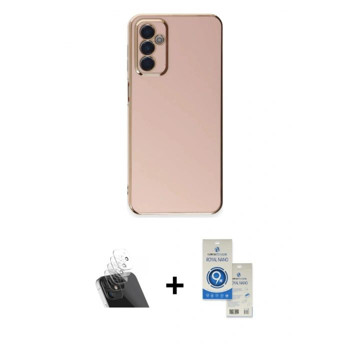 MARSİLYAN™- Galaxy A14 4G Kılıf Yankı Serisi - Şeffaf Royal Nano Ekran Koruyucu + Kamera Lens Koruma Cam - SF
