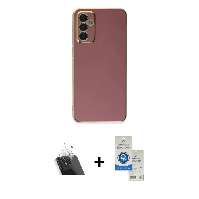 MARSİLYAN™- Galaxy A14 4G Kılıf Yankı Serisi - Şeffaf Royal Nano Ekran Koruyucu + Kamera Lens Koruma Cam - SF