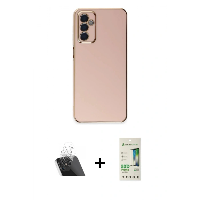 MARSİLYAN™- Galaxy A14 4G Kılıf Yankı Serisi - Siyah 20D Premium Cam Ekran Koruyucu + Kamera Lens Koruma Cam - SF