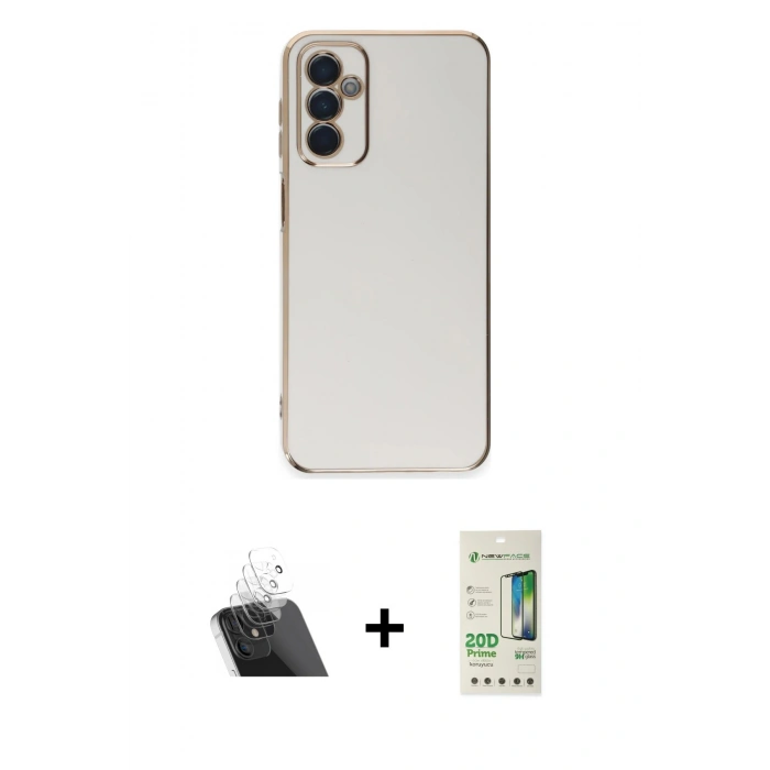 MARSİLYAN™- Galaxy A14 4G Kılıf Yankı Serisi - Siyah 20D Premium Cam Ekran Koruyucu + Kamera Lens Koruma Cam - SF