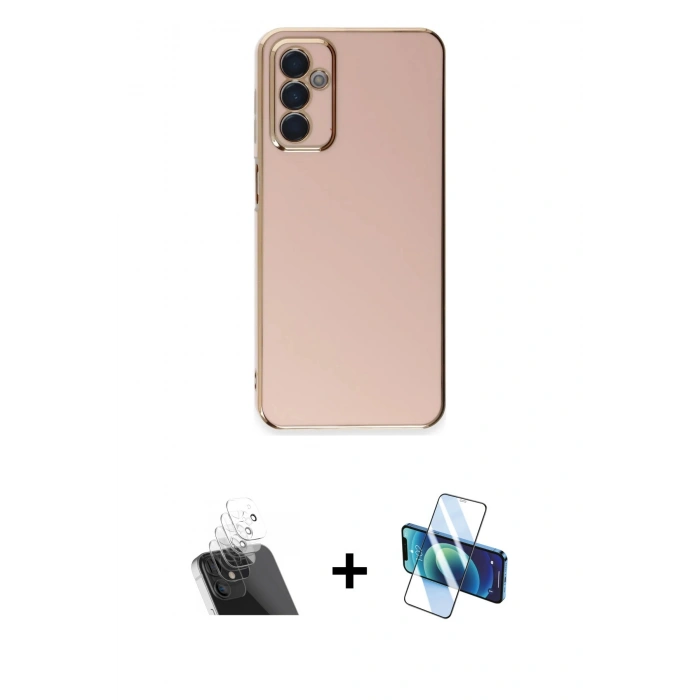MARSİLYAN™- Galaxy A14 4G Kılıf Yankı Serisi - Siyah 3D Antistatik Seramik Nano Ekran Koruyucu + Kamera Lens Koruma Cam - SF