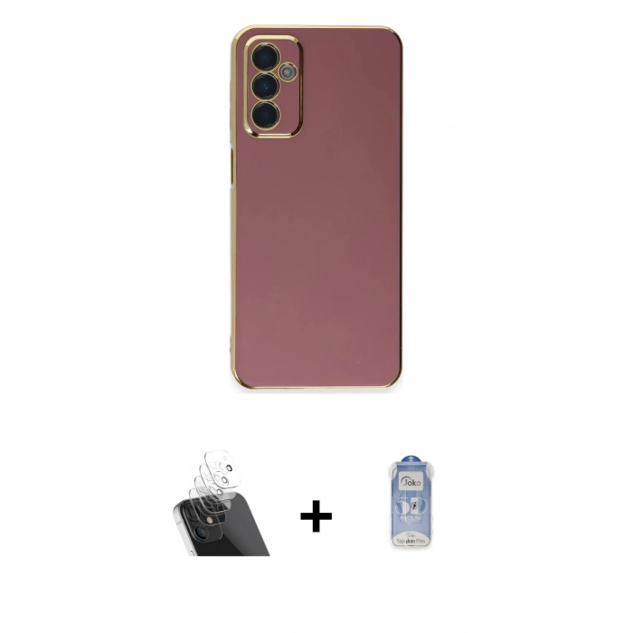 MARSİLYAN™- Galaxy A14 4G Kılıf Yankı Serisi - Siyah Joko Magic 5D Cam + Şeffaf Kamera Lens Koruma Cam
