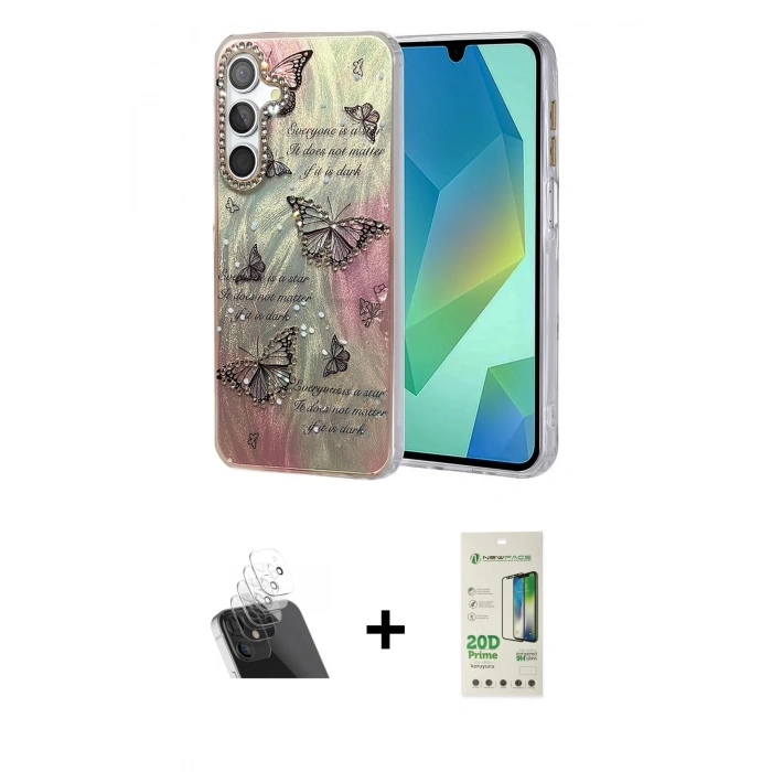 MARSİLYAN™- Galaxy A14 4G Kılıf Zirve Modern Prime - Siyah 20D Premium Cam Ekran Koruyucu + Kamera Lens Koruma Cam - SF