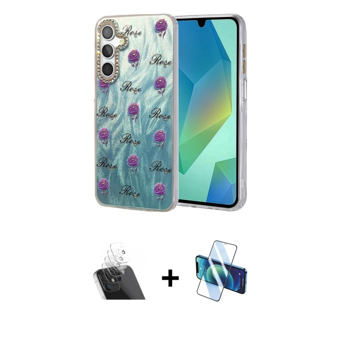 MARSİLYAN™- Galaxy A14 4G Kılıf Zirve Modern Prime - Siyah 3D Antistatik Seramik Nano Ekran Koruyucu + Kamera Lens Koruma Cam - SF