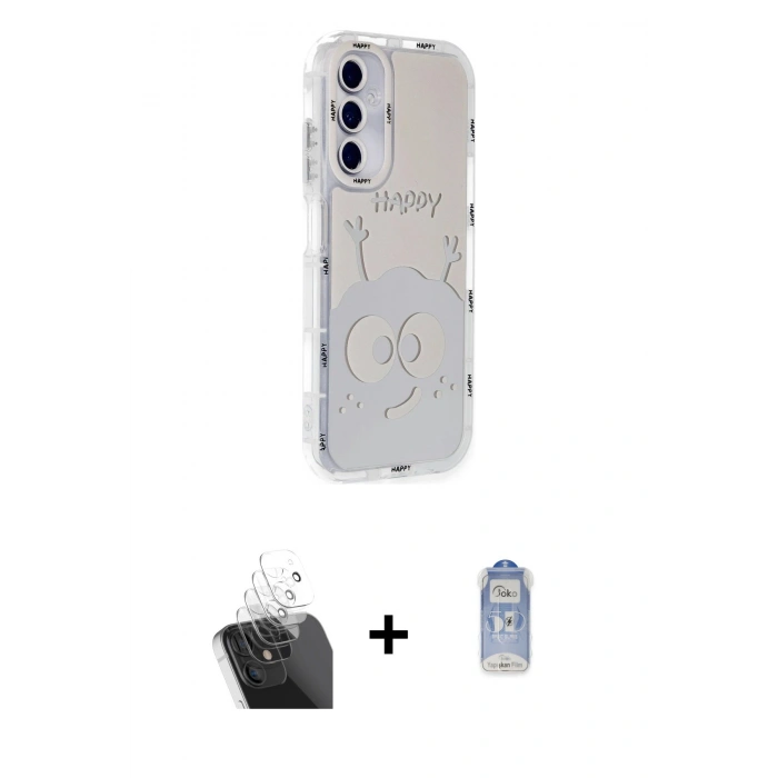 MARSİLYAN™- Galaxy A15 4G Kılıf Ahenk Modern Serisi - Siyah Joko Magic 5D Cam + Kamera Lens Koruma Cam - SF