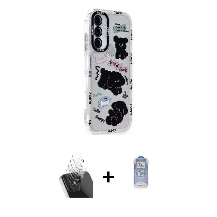 MARSİLYAN™- Galaxy A15 4G Kılıf Ahenk Modern Serisi - Siyah Joko Magic 5D Cam + Kamera Lens Koruma Cam - SF