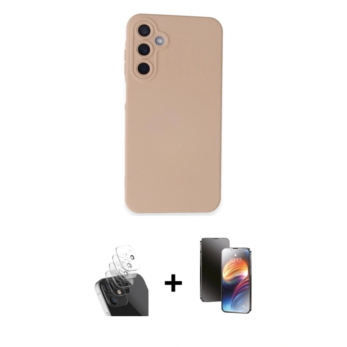 MARSİLYAN™- Galaxy A15 4G Kılıf Ahenk Serisi - Siyah 3D Antistatik Mat Seramik Nano Ekran Koruyucu + Kamera Lens Koruma Cam - SF