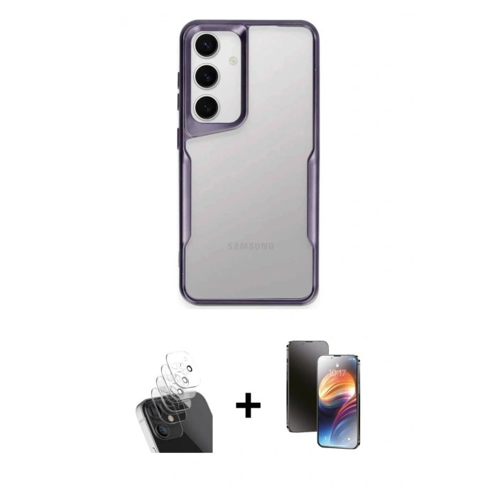 MARSİLYAN™- Galaxy A15 4G Kılıf Akış Çizgi Koleksiyonu - Siyah 3D Antistatik Mat Seramik Nano Ekran Koruyucu + Kamera Lens Koruma Cam - SF