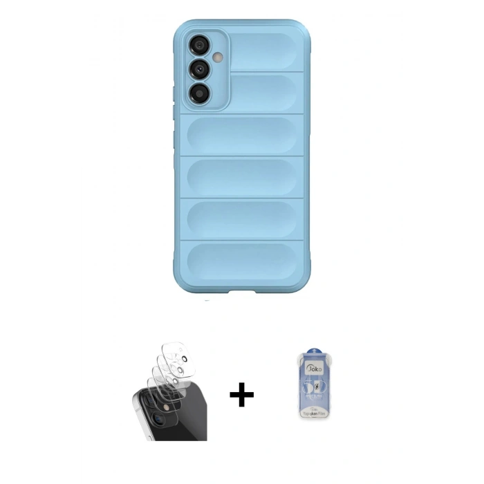 MARSİLYAN™- Galaxy A15 4G Kılıf Atlas Koleksiyonu - Siyah Joko Magic 5D Cam + Şeffaf Kamera Lens Koruma Cam