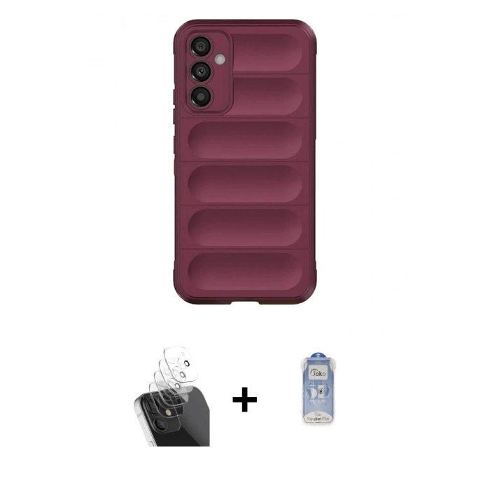 MARSİLYAN™- Galaxy A15 4G Kılıf Atlas Koleksiyonu - Siyah Joko Magic 5D Cam + Şeffaf Kamera Lens Koruma Cam