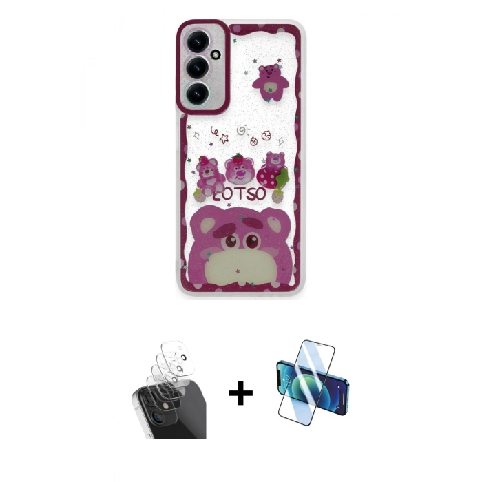 MARSİLYAN™- Galaxy A15 4G Kılıf Çekirdek Asil - Siyah 3D Antistatik Cam Ekran Koruyucu + Kamera Lens Koruma Cam - SF