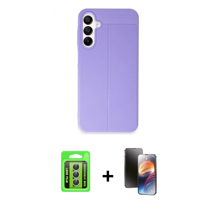 MARSİLYAN™- Galaxy A15 4G Kılıf Doruk Klasik Özel Seri - Siyah 3D Antistatik Mat Seramik Nano Ekran Koruyucu + Raze Metal Kamera Lens - GS