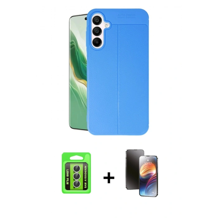MARSİLYAN™- Galaxy A15 4G Kılıf Doruk Klasik Özel Seri - Siyah 3D Antistatik Mat Seramik Nano Ekran Koruyucu + Raze Metal Kamera Lens - GS