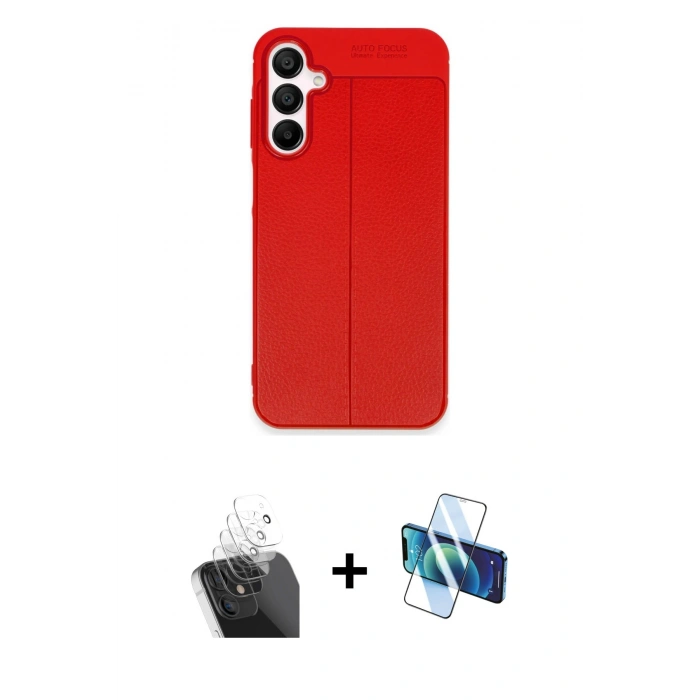MARSİLYAN™- Galaxy A15 4G Kılıf Doruk Klasik Özel Seri - Siyah 3D Antistatik Seramik Nano Ekran Koruyucu + Kamera Lens Koruma Cam - SF