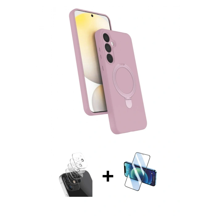 MARSİLYAN™- Galaxy A15 4G Kılıf İz Işık Koleksiyonu - Siyah 3D Antistatik Cam Ekran Koruyucu + Kamera Lens Koruma Cam - SF