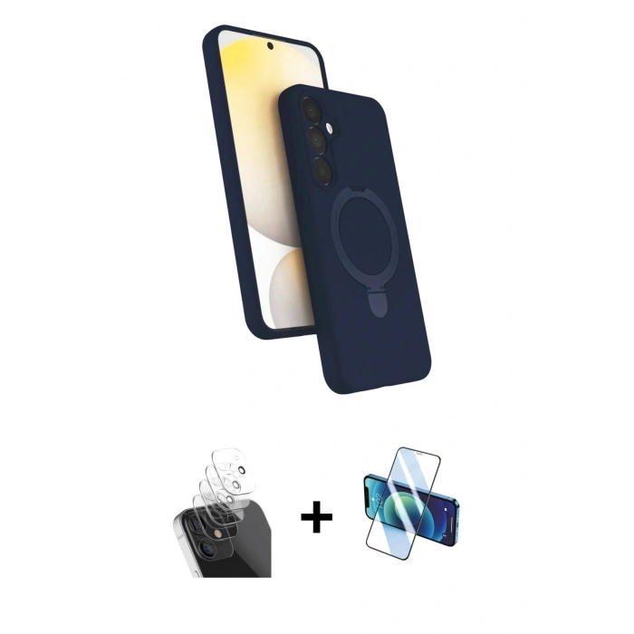 MARSİLYAN™- Galaxy A15 4G Kılıf İz Işık Koleksiyonu - Siyah 3D Antistatik Seramik Nano Ekran Koruyucu + Kamera Lens Koruma Cam - SF