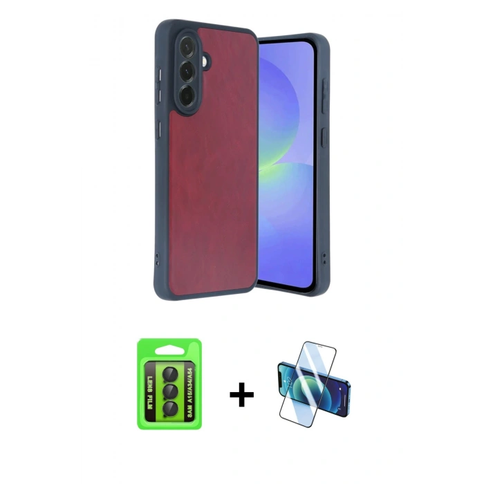 MARSİLYAN™- Galaxy A15 4G Kılıf Kıvılcım Işık Serisi - Siyah 3D Antistatik Cam Ekran Koruyucu + Raze Metal Kamera Lens - SH