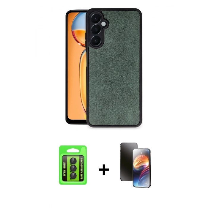MARSİLYAN™- Galaxy A15 4G Kılıf Kıvılcım Işık Serisi - Siyah 3D Antistatik Mat Seramik Nano Ekran Koruyucu + Raze Metal Kamera Lens - SH