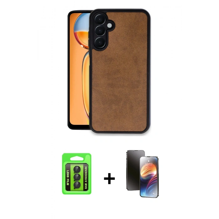 MARSİLYAN™- Galaxy A15 4G Kılıf Kıvılcım Işık Serisi - Siyah 3D Antistatik Mat Seramik Nano Ekran Koruyucu + Raze Metal Kamera Lens - SH