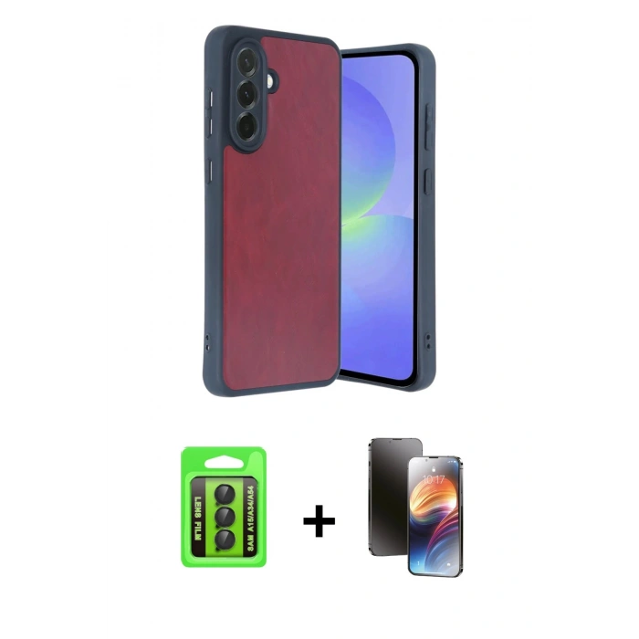 MARSİLYAN™- Galaxy A15 4G Kılıf Kıvılcım Işık Serisi - Siyah 3D Antistatik Mat Seramik Nano Ekran Koruyucu + Raze Metal Kamera Lens - SH