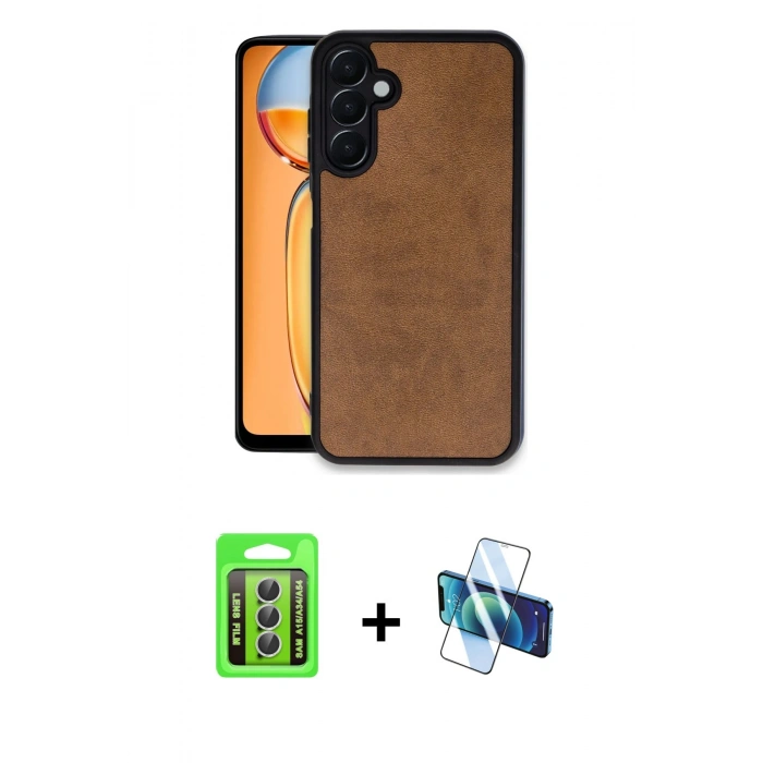 MARSİLYAN™- Galaxy A15 4G Kılıf Kıvılcım Işık Serisi - Siyah 3D Antistatik Seramik Nano Ekran Koruyucu + Raze Metal Kamera Lens - GS