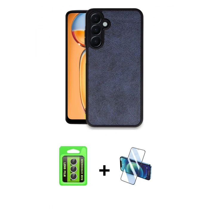 MARSİLYAN™- Galaxy A15 4G Kılıf Kıvılcım Işık Serisi - Siyah 3D Antistatik Seramik Nano Ekran Koruyucu + Raze Metal Kamera Lens - GS