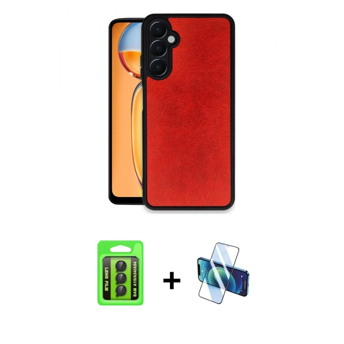 MARSİLYAN™- Galaxy A15 4G Kılıf Kıvılcım Işık Serisi - Siyah 3D Antistatik Seramik Nano Ekran Koruyucu + Raze Metal Kamera Lens - SH