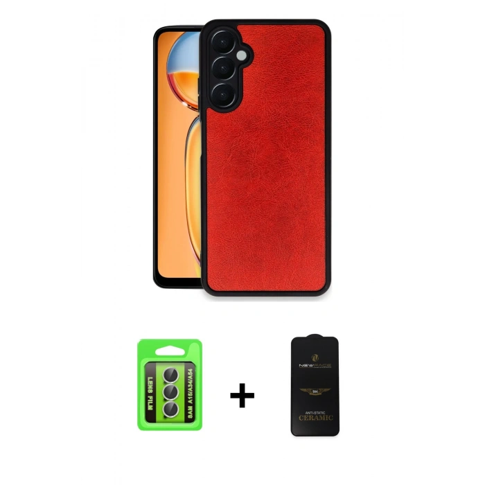 MARSİLYAN™- Galaxy A15 4G Kılıf Kıvılcım Işık Serisi - Siyah 6D Antistatik Mat Seramik Hayalet Nano Ekran Koruyucu + Raze Metal Kamera Lens - GS