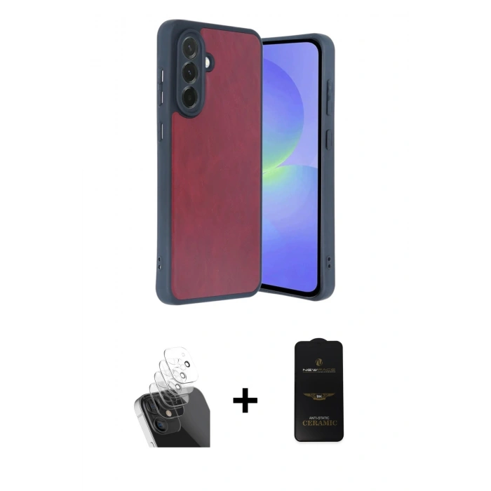 MARSİLYAN™- Galaxy A15 4G Kılıf Kıvılcım Işık Serisi - Siyah 6D Antistatik Mat Seramik Hayalet Nano Ekran Koruyucu + Kamera Lens Koruma Cam - SF