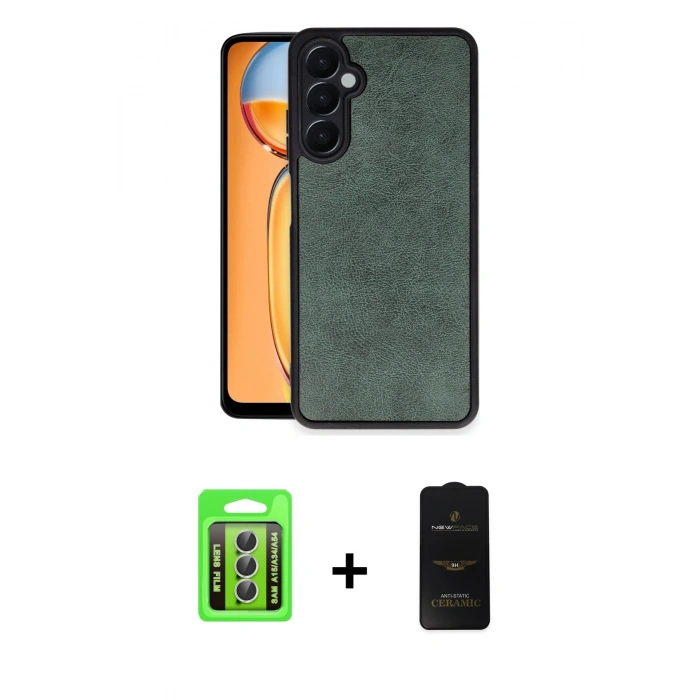 MARSİLYAN™- Galaxy A15 4G Kılıf Kıvılcım Işık Serisi - Siyah 6D Antistatik Mat Seramik Hayalet Nano Ekran Koruyucu + Raze Metal Kamera Lens - GS