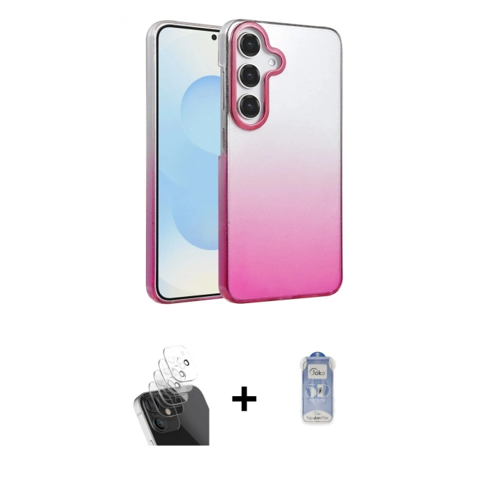 MARSİLYAN™- Galaxy A15 4G Kılıf Kıvılcım Minimal Özel Seri - Siyah Joko Magic 5D Cam + Şeffaf Kamera Lens Koruma Cam